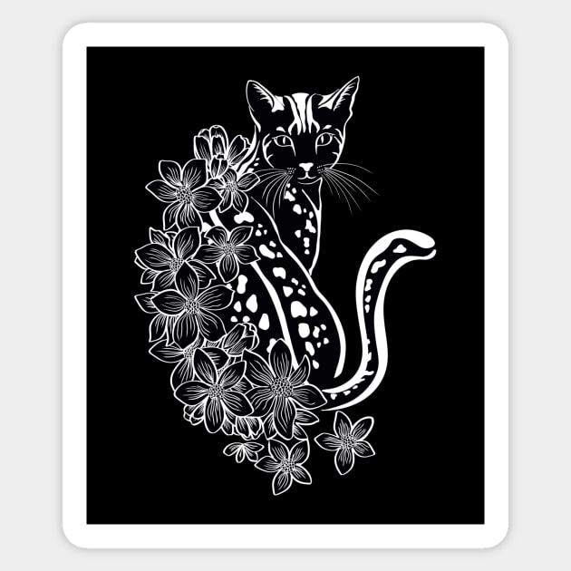 Cat Flower Tattoo Sticker by Introvert Home 